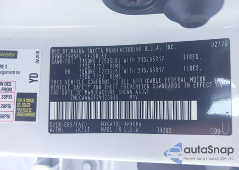 2025 Toyota Corolla Cross Le from USA, damaged, VIN 7MUCAAAG7SV125840